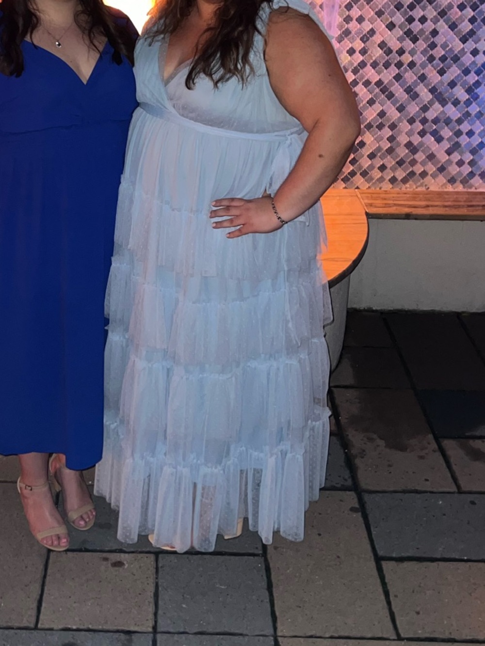 ARULA Soft Powder Blue Ruffled Maxi Dress with Tie Straps - Picture 2 of 2